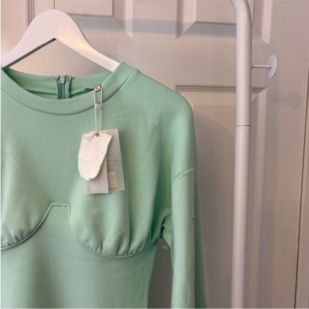 New Sabo Skirt Mint Green Long Sleeve Women's Dress Size Large  Cotton Blend - Picture 3 of 11